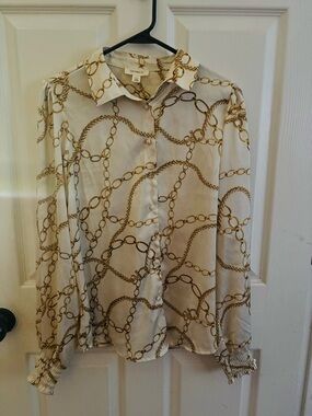 Tamara H Medium Cream Chain-Print Button-Down Shirt